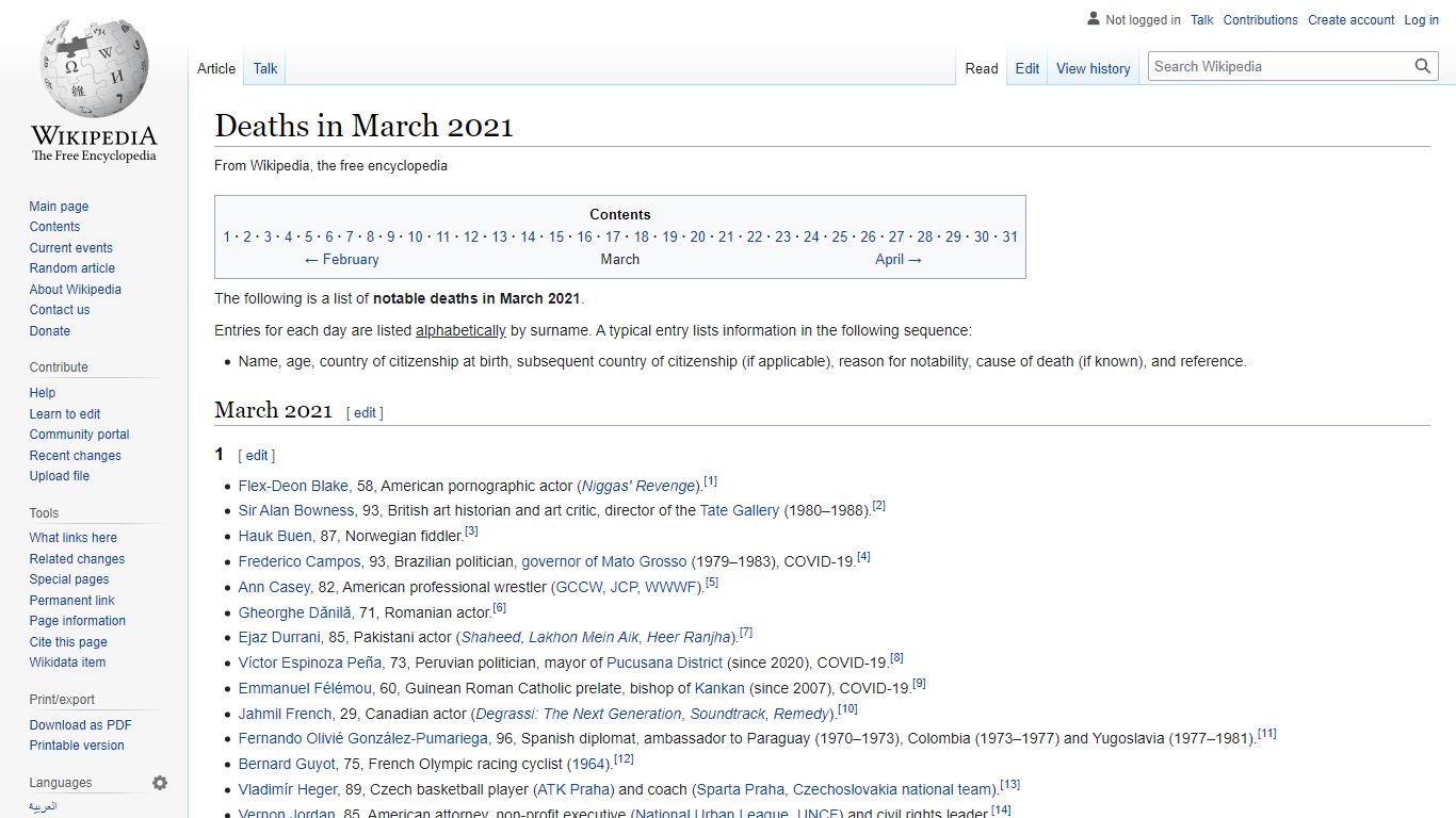 Deaths in March 2021 - Wikipedia